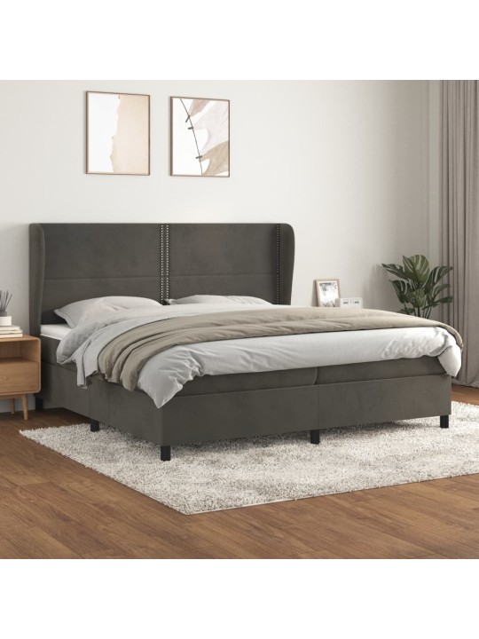 Box spring postel s matrací tmavě šedá 200x200 cm samet