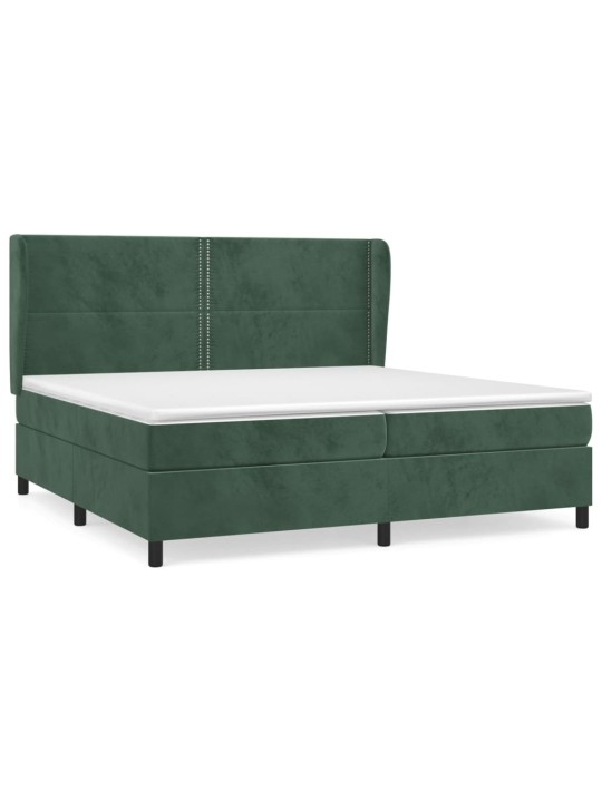 Box spring postel s matrací tmavě zelená 200x200 cm samet