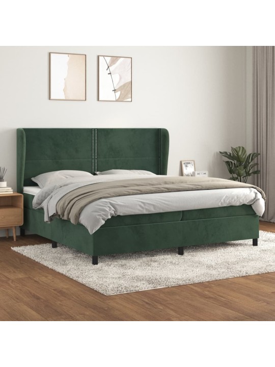 Box spring postel s matrací tmavě zelená 200x200 cm samet