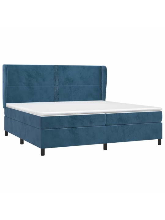 Box spring postel s matrací tmavě modrá 200x200 cm samet
