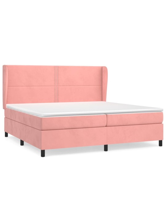 Box spring postel s matrací růžová 200x200 cm samet