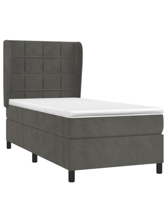 Box spring postel s matrací tmavě šedá 80 x 200 cm samet