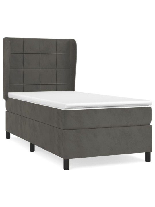 Box spring postel s matrací tmavě šedá 90x190 cm samet