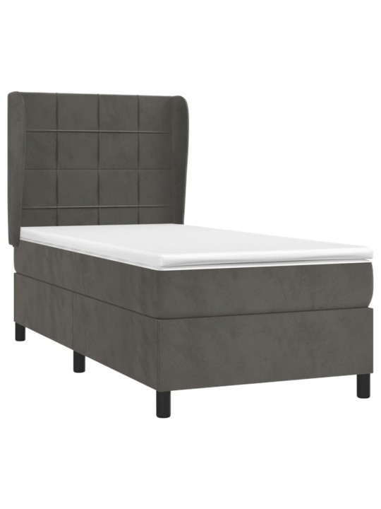 Box spring postel s matrací tmavě šedá 90x190 cm samet