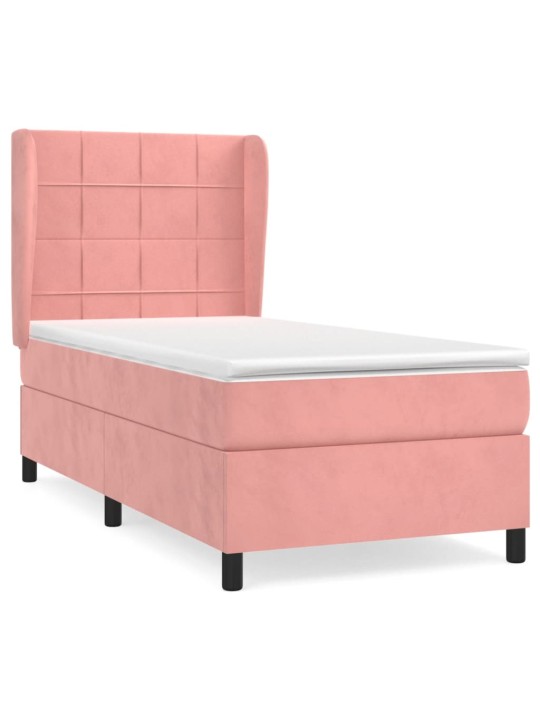 Box spring postel s matrací růžová 90x190 cm samet
