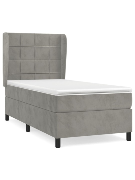 Box spring postel s matrací světle šedá 90x200 cm samet
