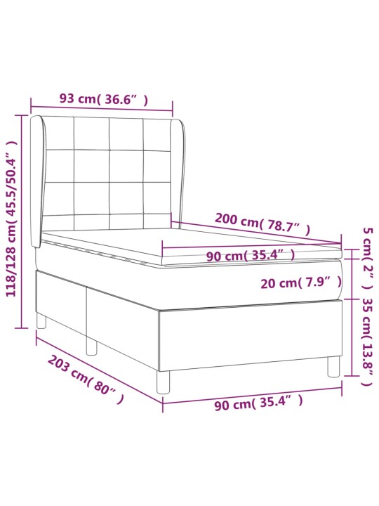 Box spring postel s matrací tmavě zelená 90x200 cm samet