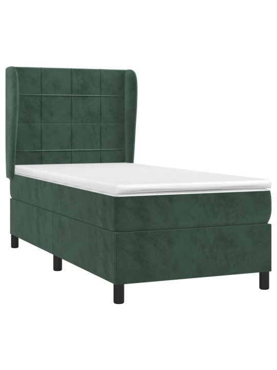 Box spring postel s matrací tmavě zelená 100x200 cm samet