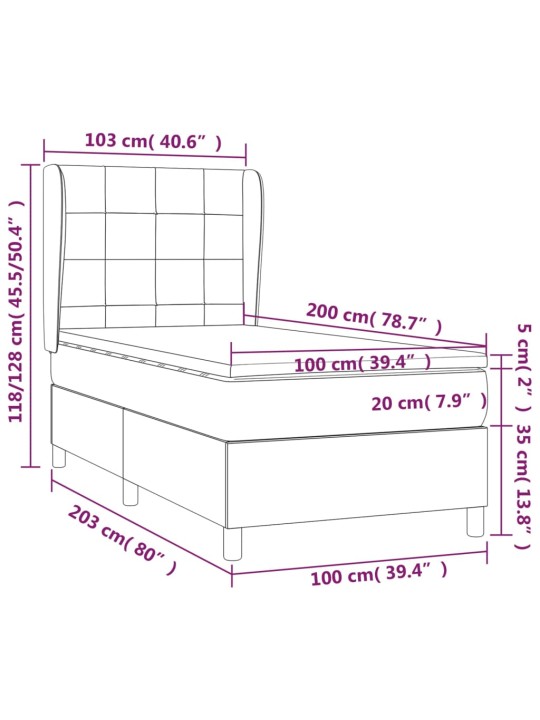 Box spring postel s matrací tmavě zelená 100x200 cm samet