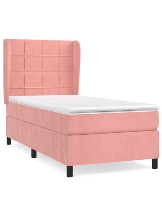 Box spring postel s matrací růžová 100x200 cm samet
