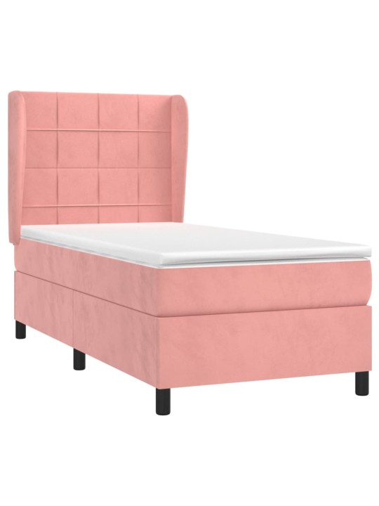Box spring postel s matrací růžová 100x200 cm samet
