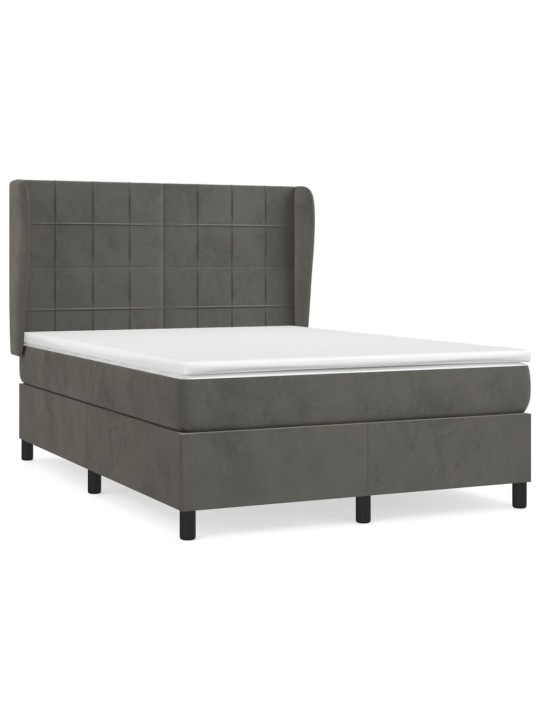 Box spring postel s matrací tmavě šedý 140 x 190 cm samet