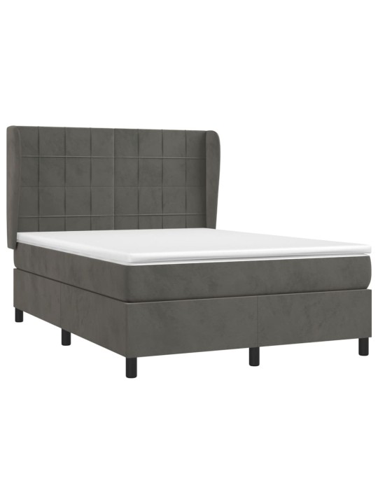 Box spring postel s matrací tmavě šedý 140 x 190 cm samet
