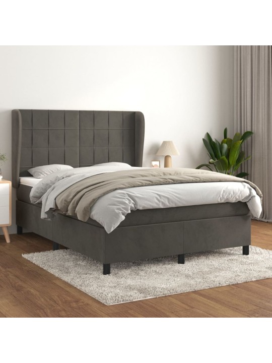 Box spring postel s matrací tmavě šedý 140 x 190 cm samet