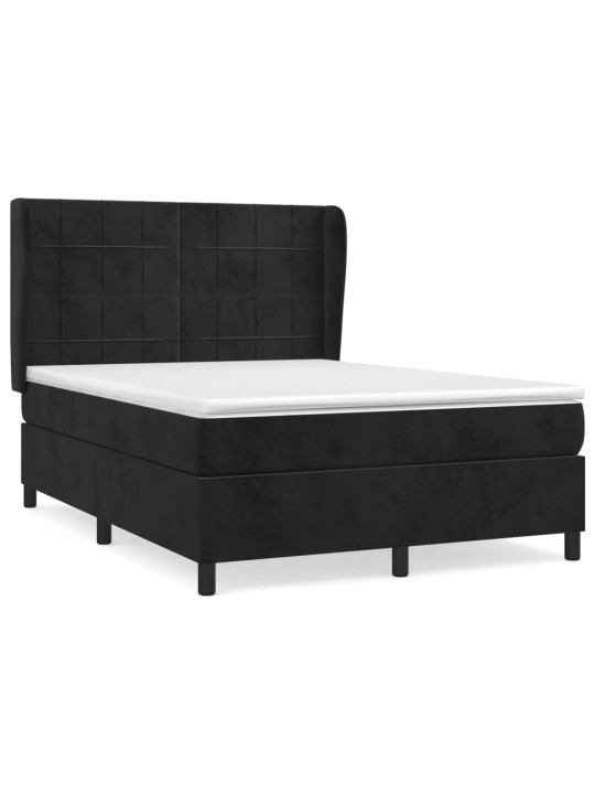Box spring postel s matrací černá 140 x 190 cm samet