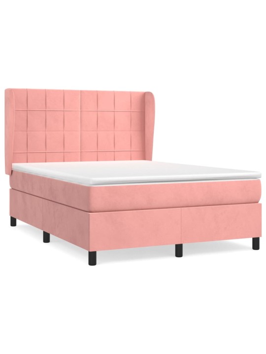 Box spring postel s matrací růžová 140x190 cm samet