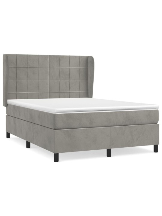 Box spring postel s matrací světle šedá 140x200 cm samet