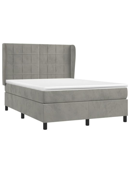 Box spring postel s matrací světle šedá 140x200 cm samet