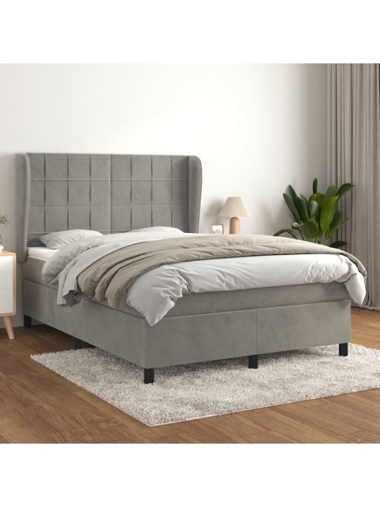 Box spring postel s matrací světle šedá 140x200 cm samet