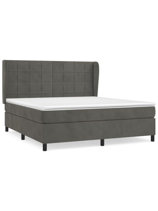 Box spring postel s matrací tmavě šedá 160x200 cm samet