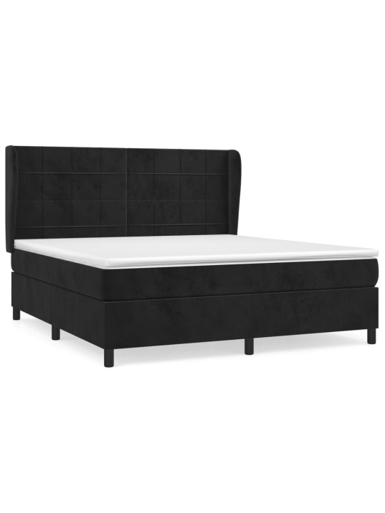 Box spring postel s matrací černá 160x200 cm samet