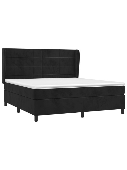 Box spring postel s matrací černá 160x200 cm samet