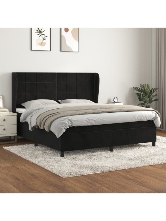 Box spring postel s matrací černá 160x200 cm samet