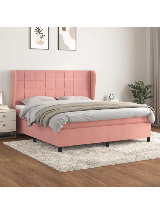 Box spring postel s matrací růžová 160x200 cm samet