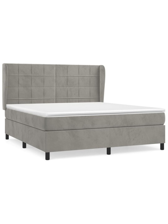Box spring postel s matrací světle šedá 180x200 cm samet