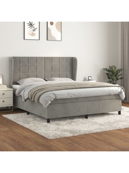 Box spring postel s matrací světle šedá 180x200 cm samet