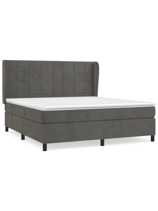 Box spring postel s matrací tmavě šedá 180x200 cm samet
