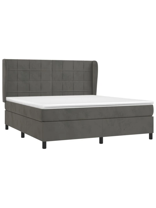 Box spring postel s matrací tmavě šedá 180x200 cm samet