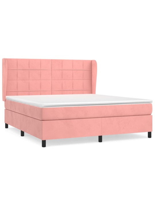 Box spring postel s matrací růžová 180x200 cm samet
