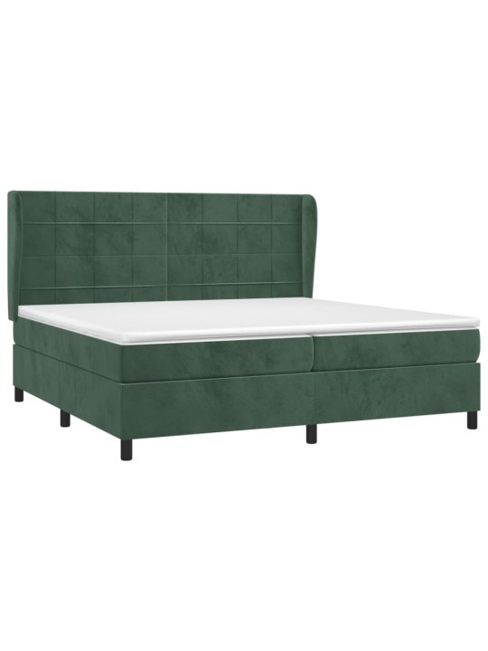 Box spring postel s matrací tmavě zelená 200x200 cm samet