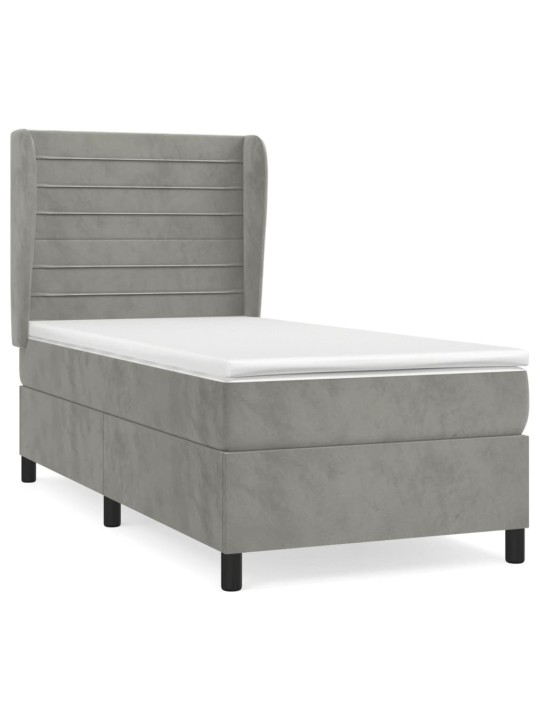 Box spring postel s matrací světle šedá 80 x 200 cm samet