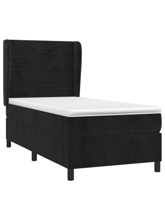 Box spring postel s matrací černá 80 x 200 cm samet