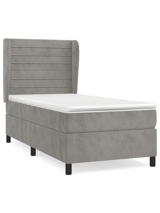Box spring postel s matrací světle šedá 90x200 cm samet