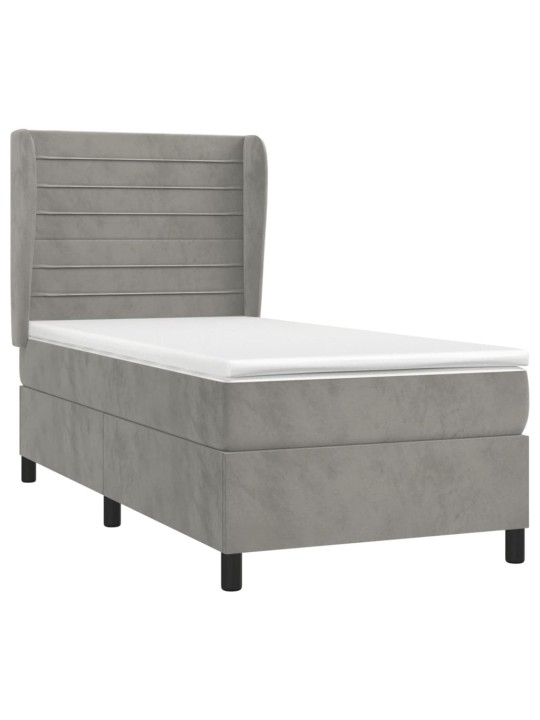 Box spring postel s matrací světle šedá 90x200 cm samet