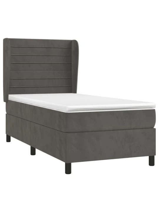 Box spring postel s matrací tmavě šedá 100x200 cm samet