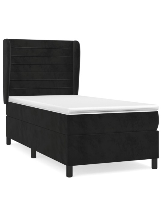 Box spring postel s matrací černá 100x200 cm samet
