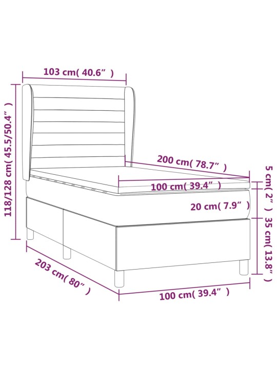 Box spring postel s matrací tmavě zelená 100x200 cm samet