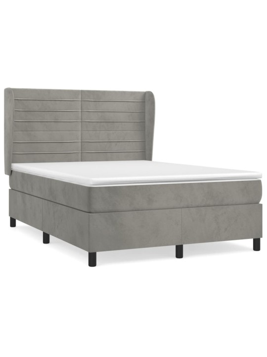 Box spring postel s matrací světle šedá 140x190 cm samet
