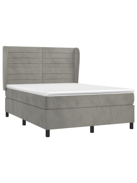 Box spring postel s matrací světle šedá 140x190 cm samet