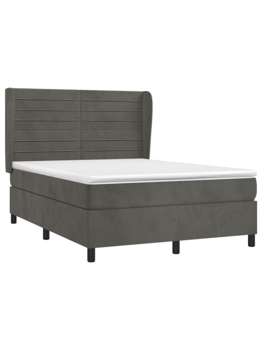Box spring postel s matrací tmavě šedý 140 x 190 cm samet
