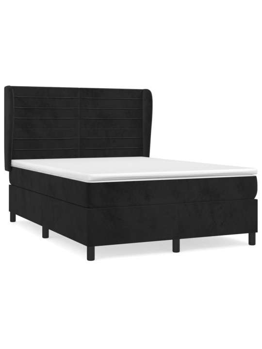 Box spring postel s matrací černá 140 x 190 cm samet