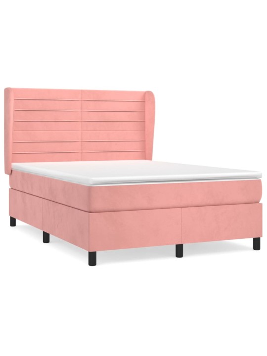 Box spring postel s matrací růžová 140x190 cm samet