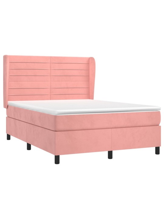 Box spring postel s matrací růžová 140x190 cm samet