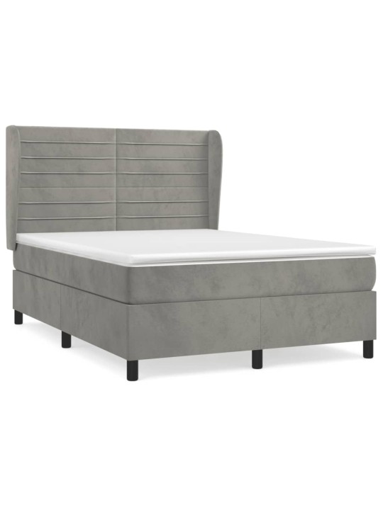 Box spring postel s matrací světle šedá 140x200 cm samet