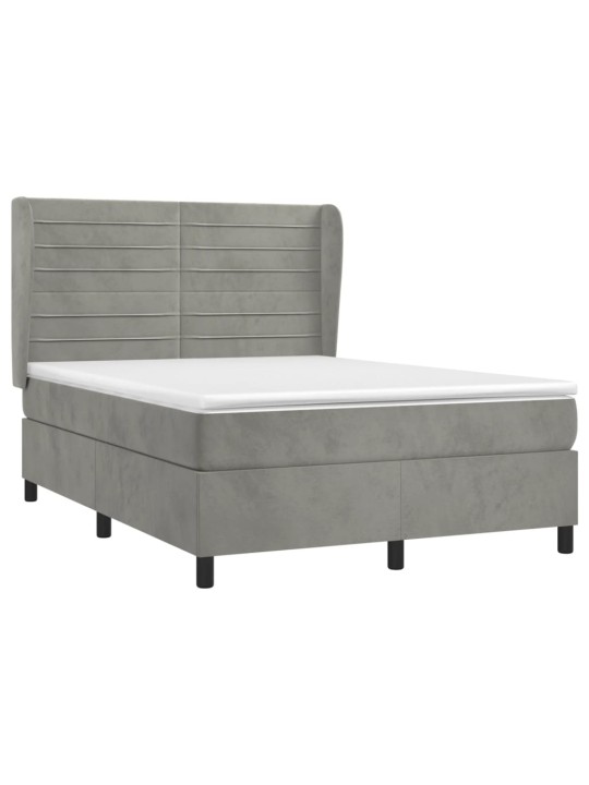 Box spring postel s matrací světle šedá 140x200 cm samet