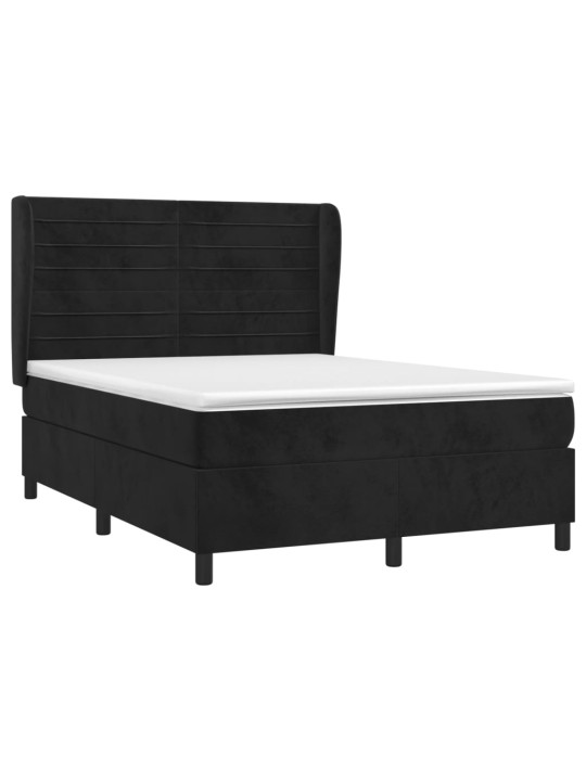 Box spring postel s matrací černá 140x200 cm samet